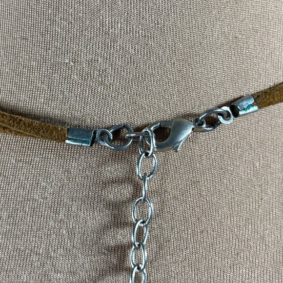 3 Strand Pebble Stone Necklace Choker Leather Silver Tone Brown - Picture 6 of 6